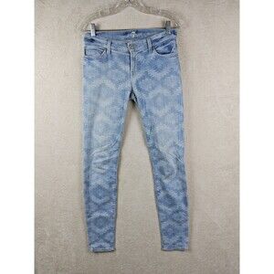 7 For All Mankind Women's The Skinny Aztec Pattern Denim Jeans Size 26